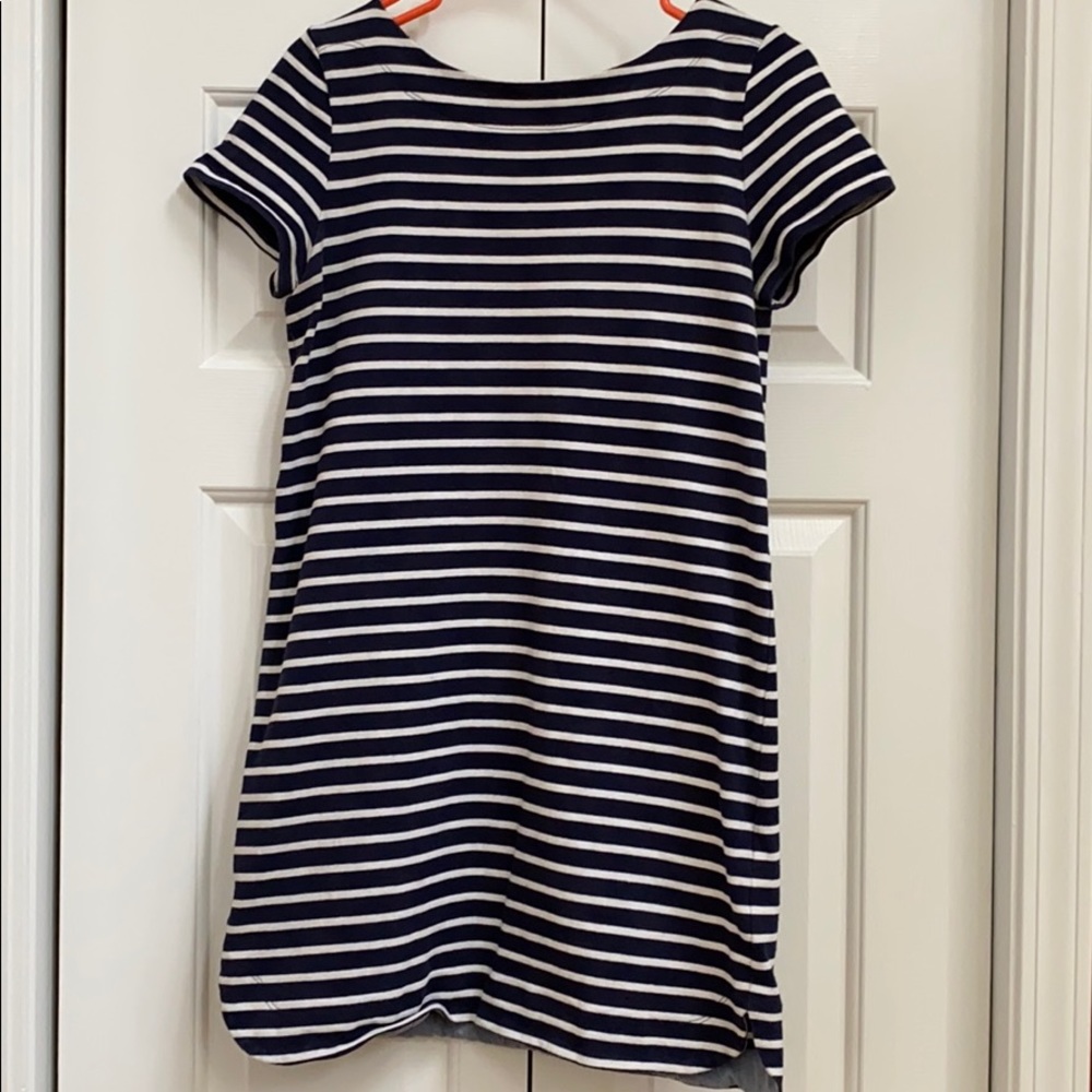 Loft navy and white striped dress